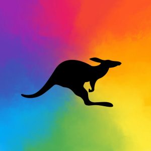 Kangaroo on rainbow